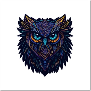 Luminous Neon Vector Owl Art Print Posters and Art